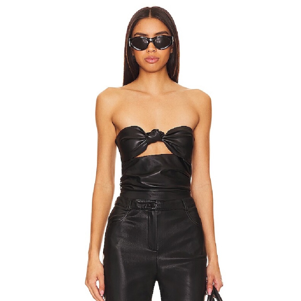 ANJA DUJAKOVI DAXTON FAUX LEATHER TOP